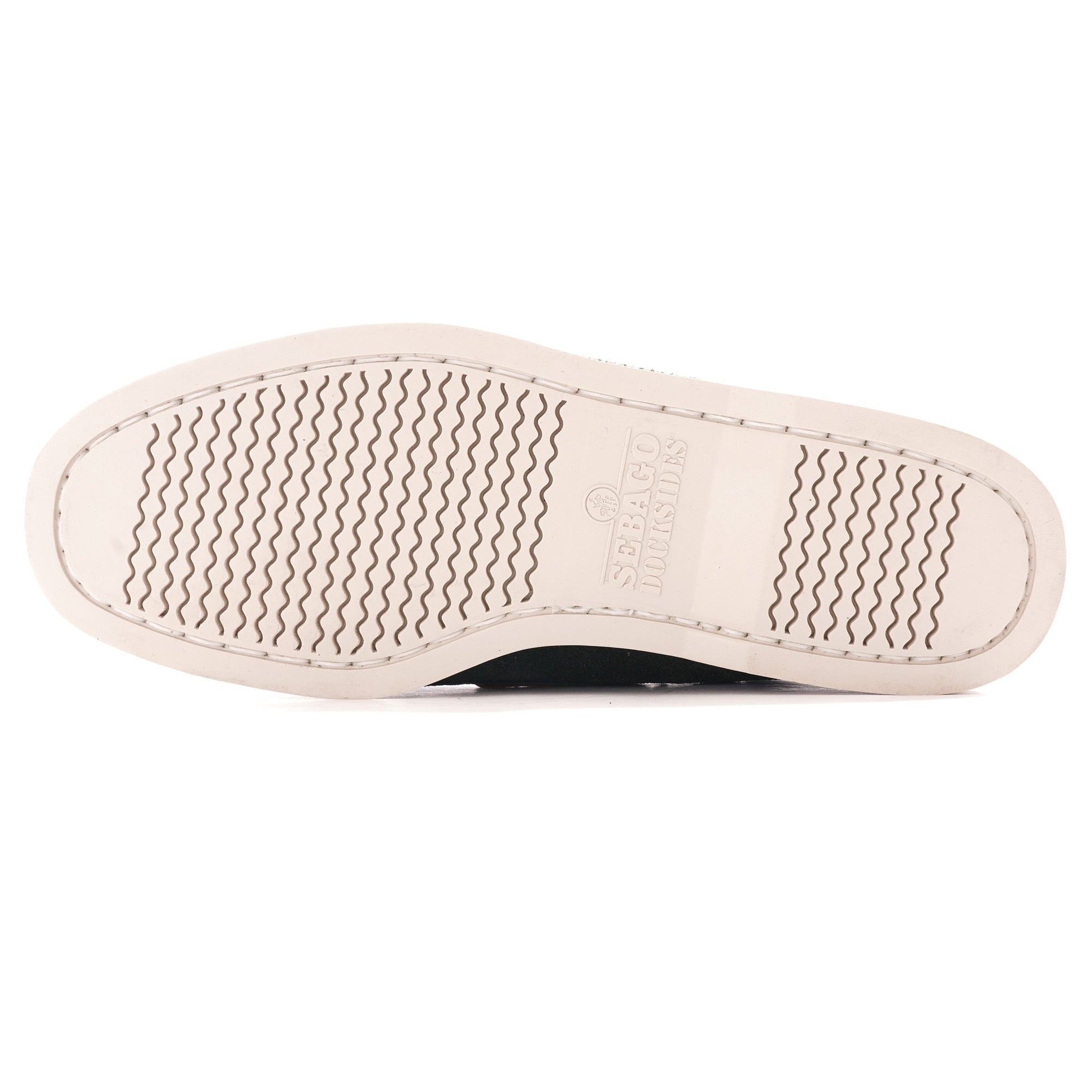 The non-slip sole of a Sebago Baracuta Portland boat shoe.