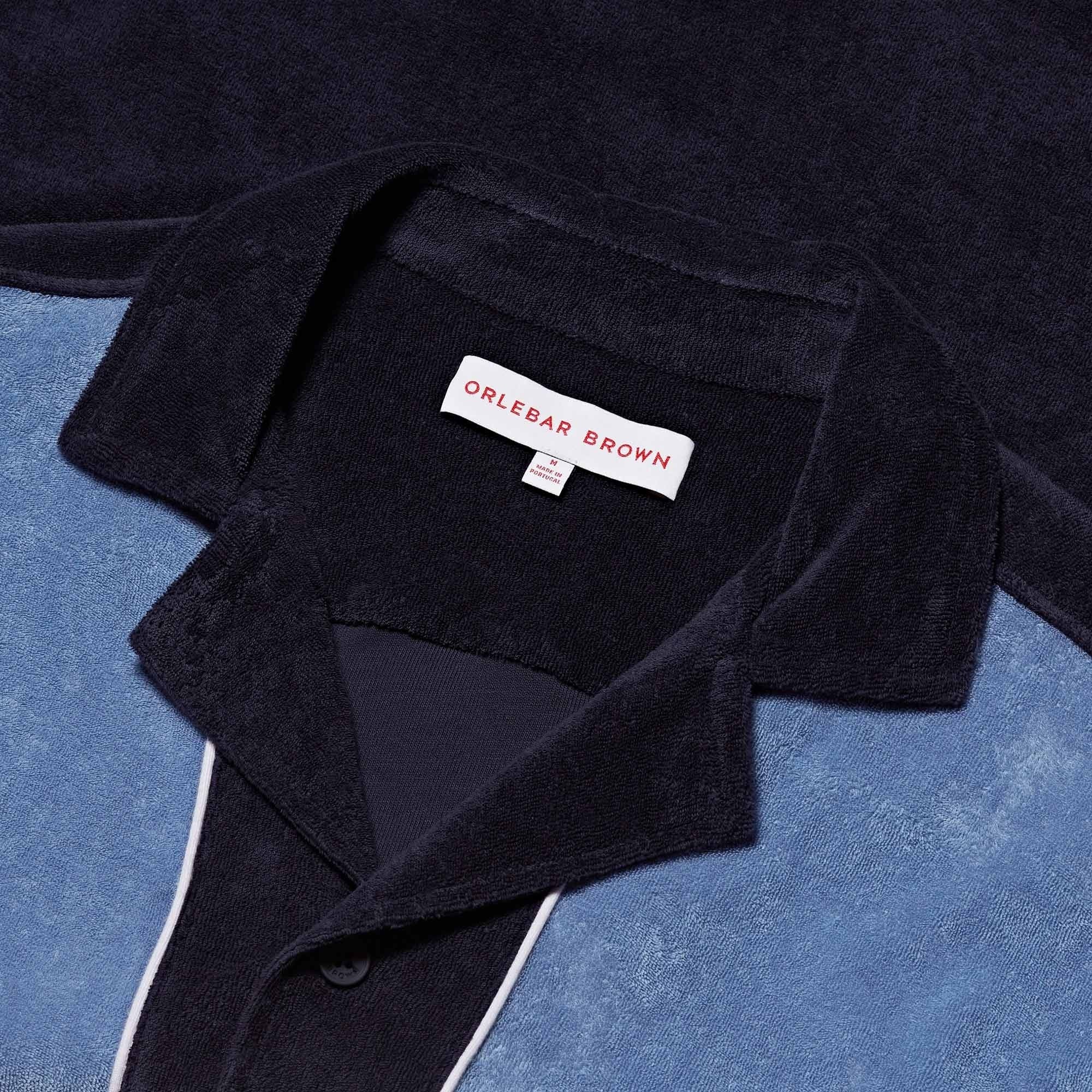 Orlebar Brown Travis Towelling Button Through Polo - Navy/Sea