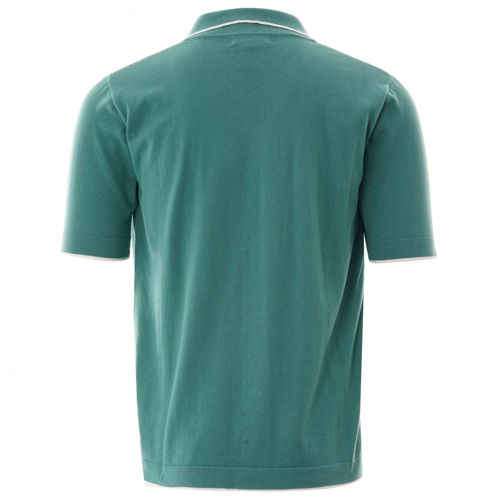 Far Afield Errol Short Sleeve Button Through Polo - Bottle Green