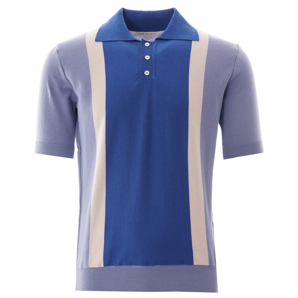 Far Afield Cole Trio Short Sleeve Polo - Stonewash Blue