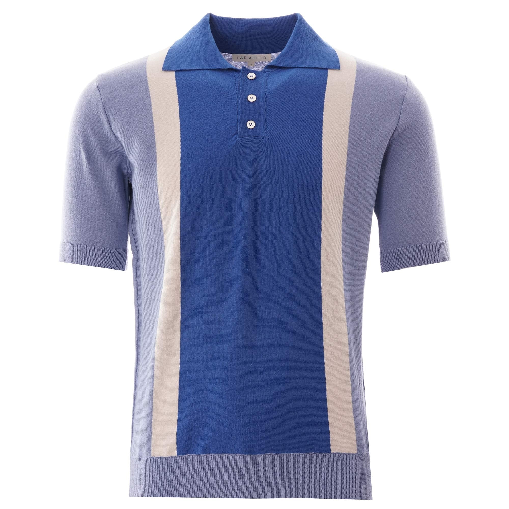 Far Afield Cole Trio Short Sleeve Polo - Stonewash Blue