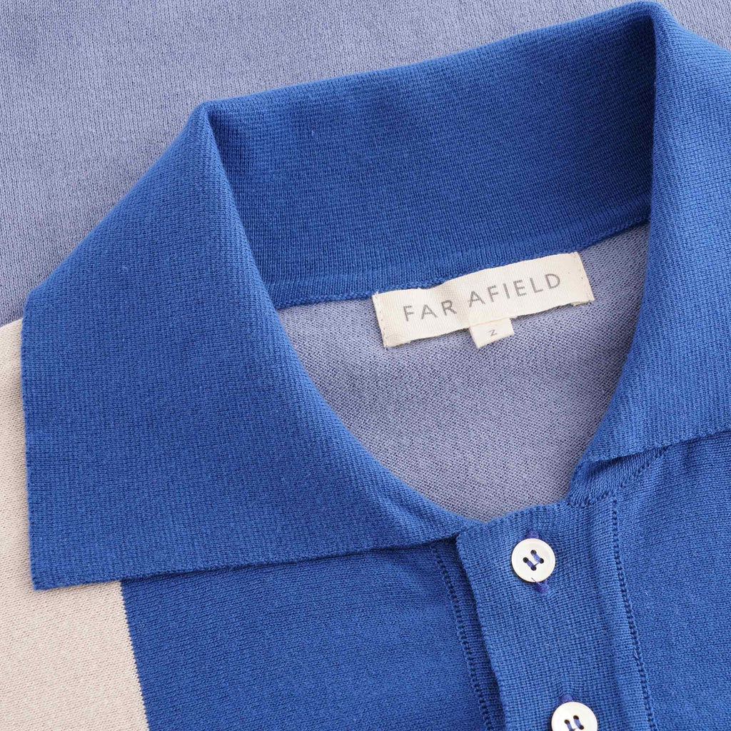 Far Afield Cole Trio Short Sleeve Polo - Stonewash Blue