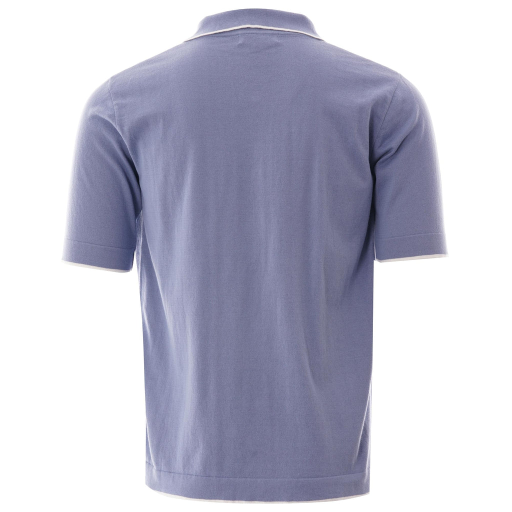 Far Afield Errol Short Sleeve Button Through Polo - Stonewash Blue