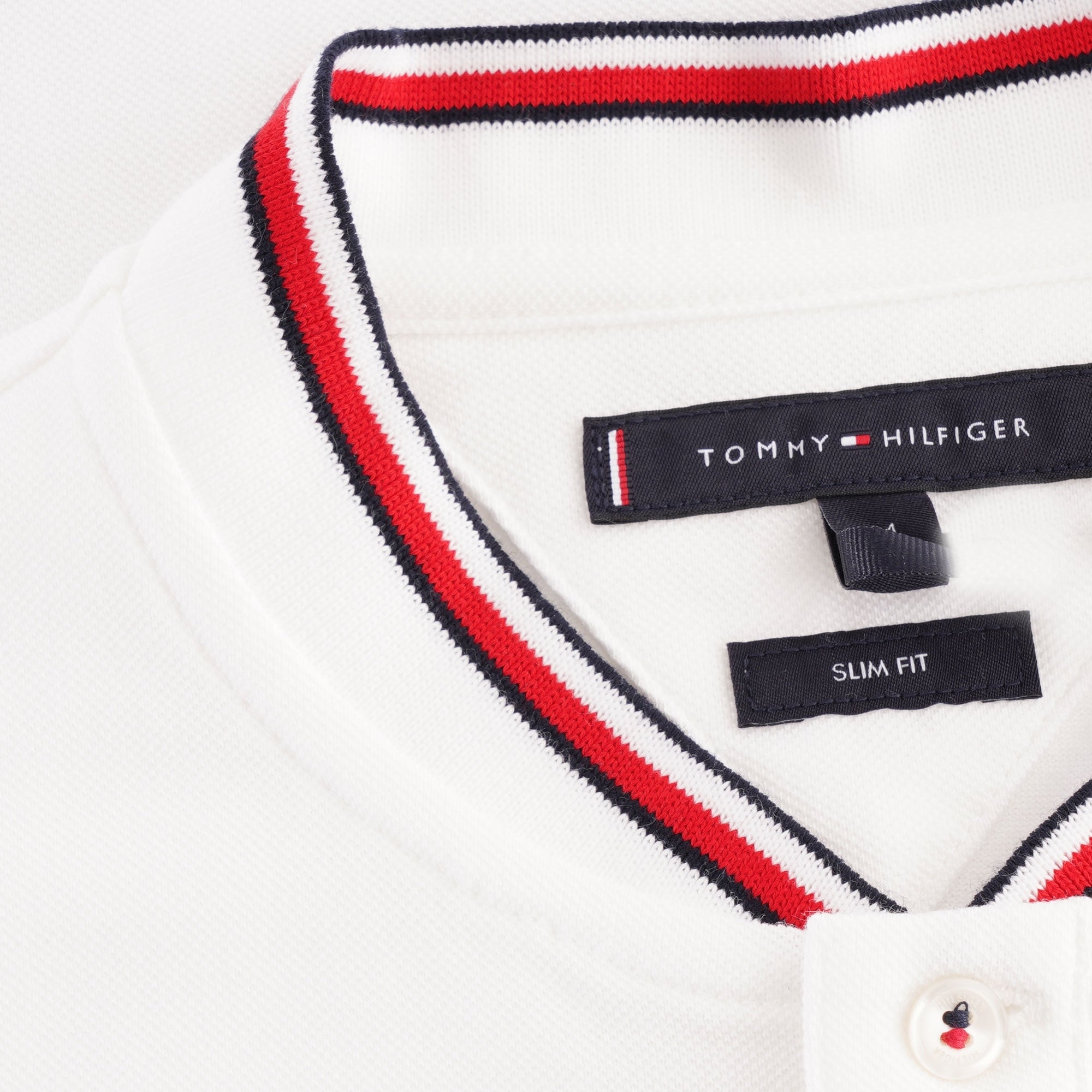 Tommy Hilfiger Baseball Collar Slim Fit Polo - White