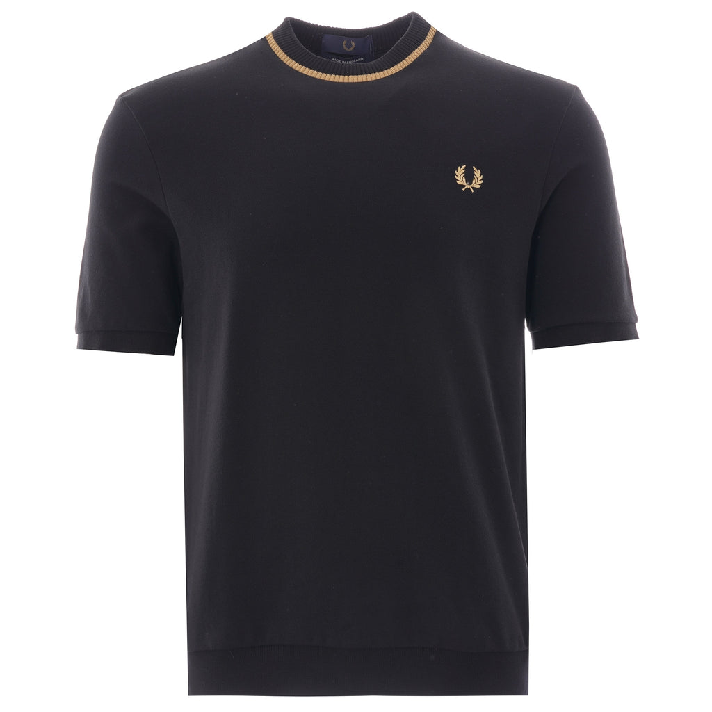 Fred Perry Reissues Crew Neck Piqu  T-Shirt - Black/Champ