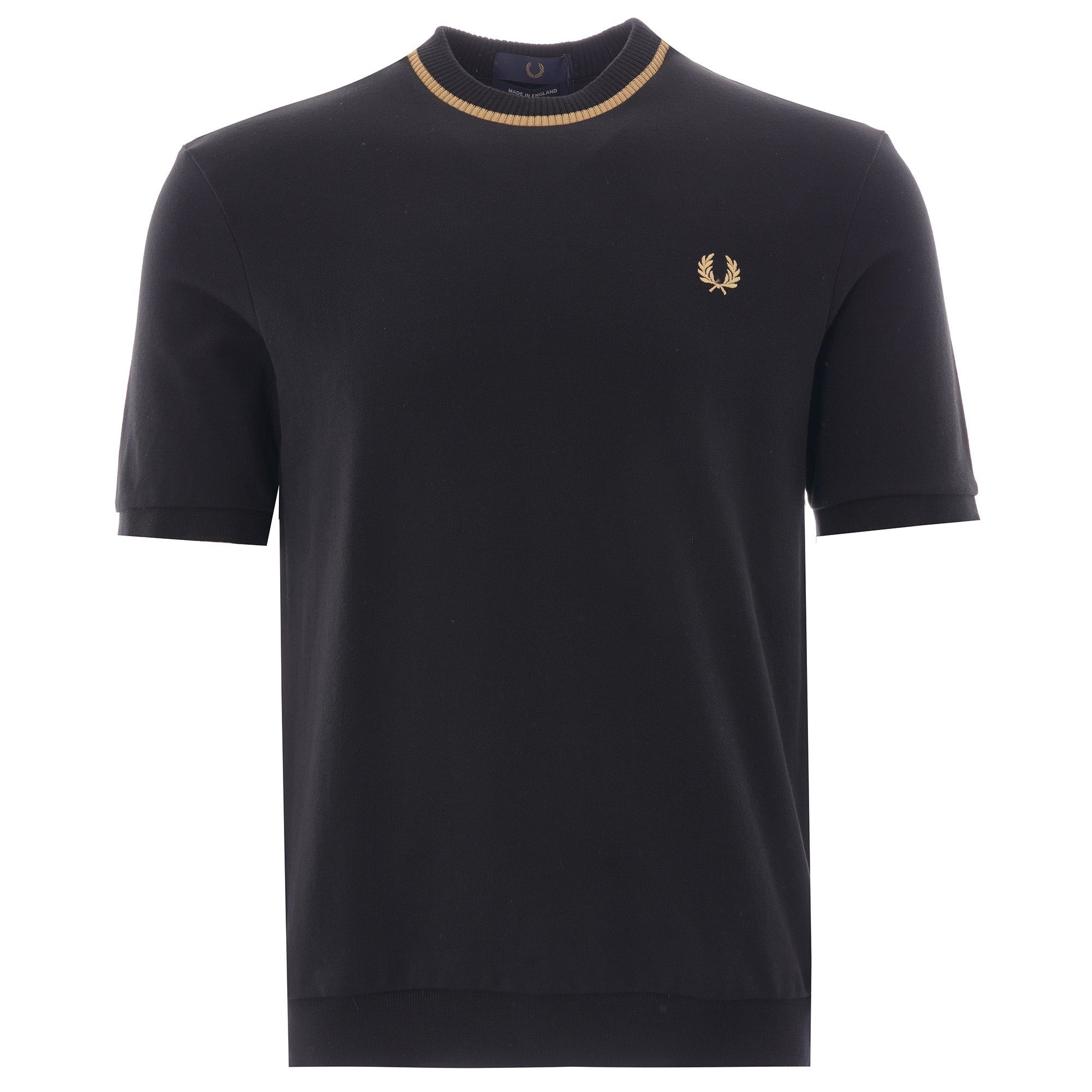 Fred Perry Reissues Crew Neck Piqu  T-Shirt - Black/Champ