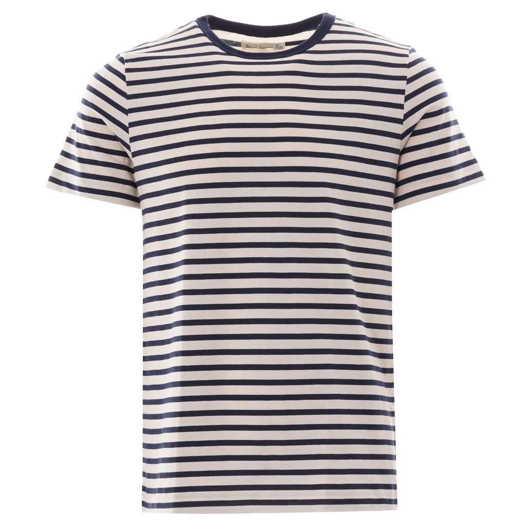 Merz b Schwanen Striped Crew Neck T-Shirt - Navy/Natural