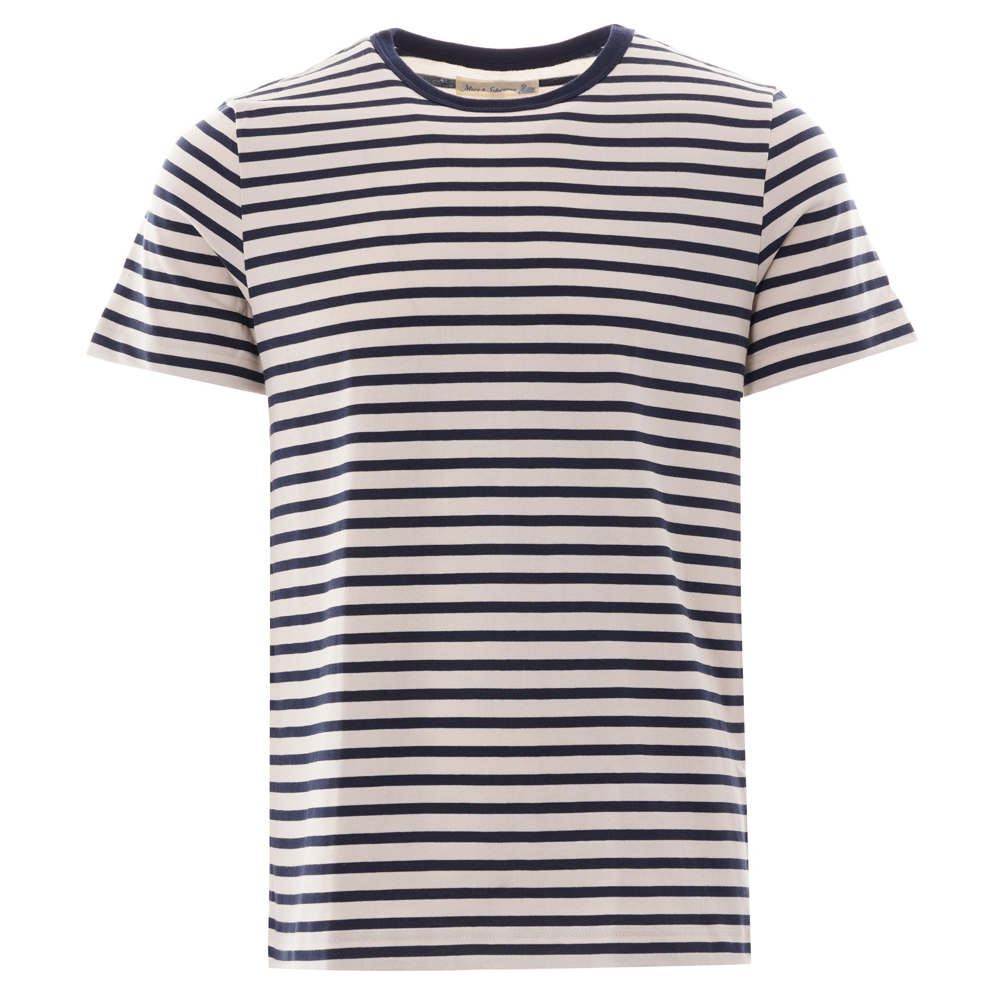 Merz b Schwanen Striped Crew Neck T-Shirt - Navy/Natural