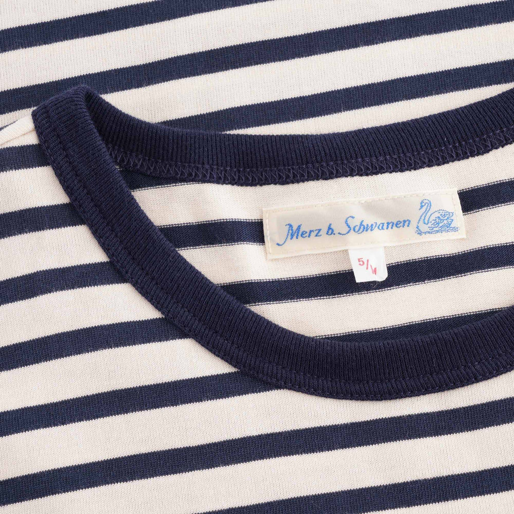 Merz b Schwanen Striped Crew Neck T-Shirt - Navy/Natural