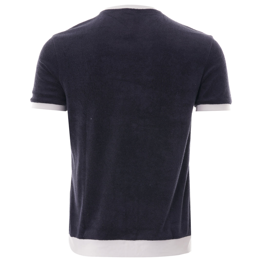 Emporio Armani Logo Print Cotton Towelling T Shirt - Blue