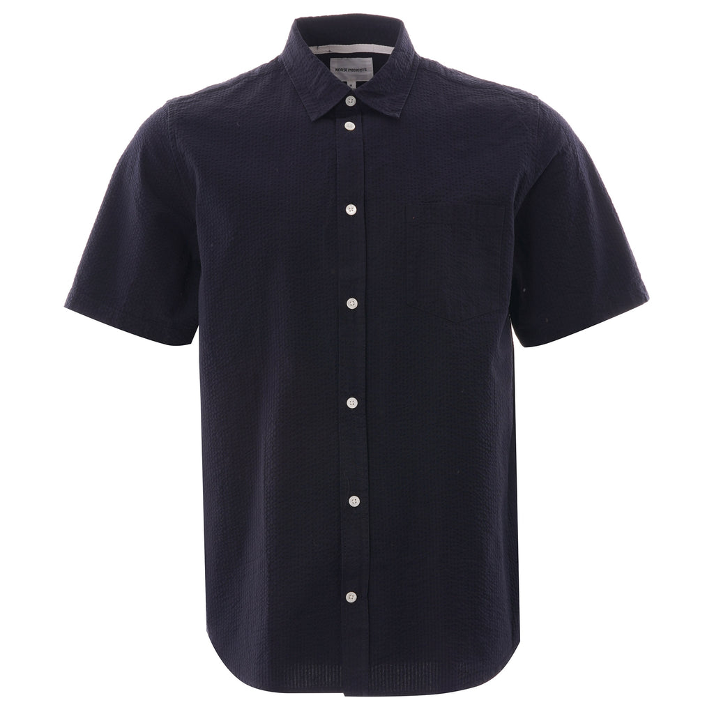 Norse Projects Osvald Seersucker Shirt - Dark Navy
