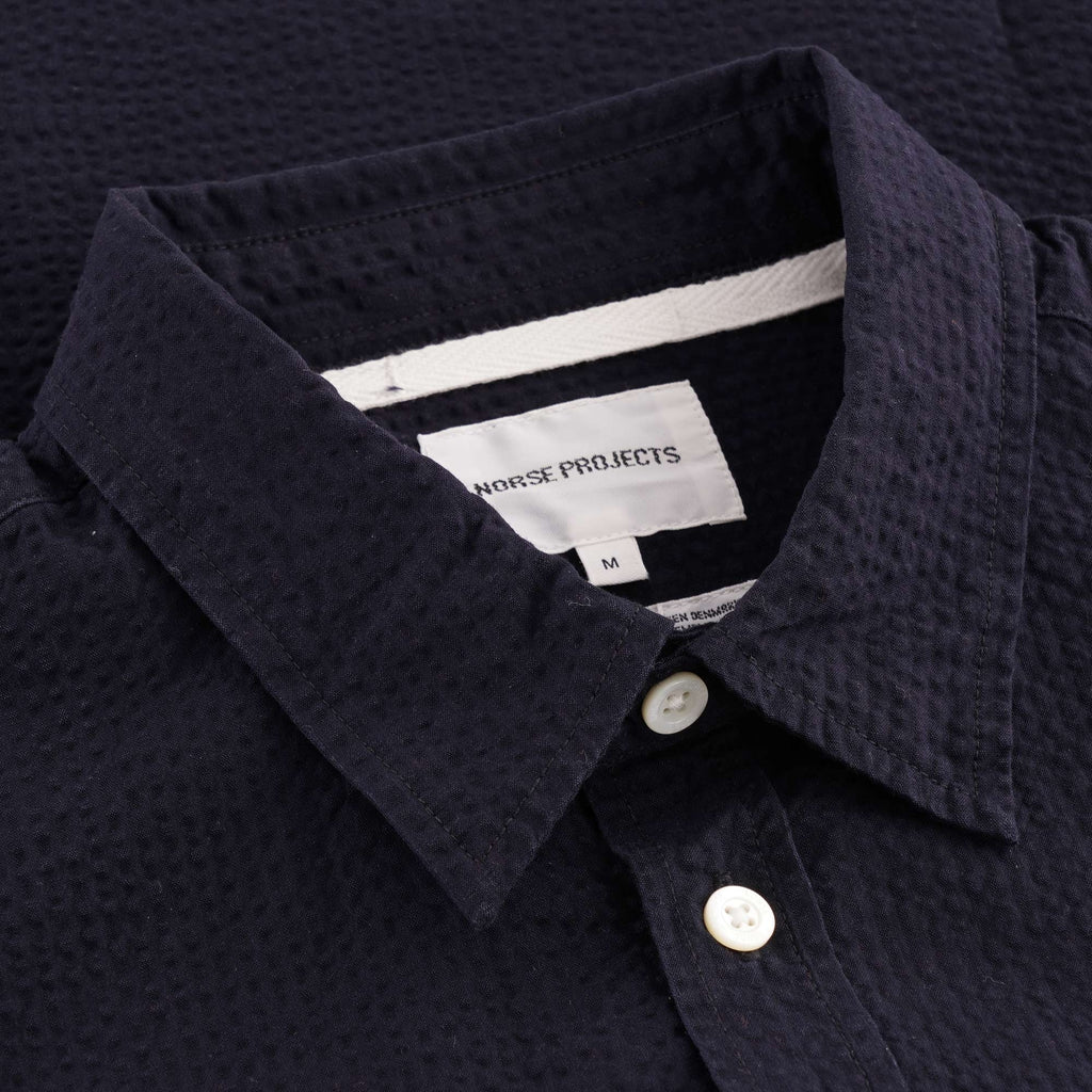 Norse Projects Osvald Seersucker Shirt - Dark Navy