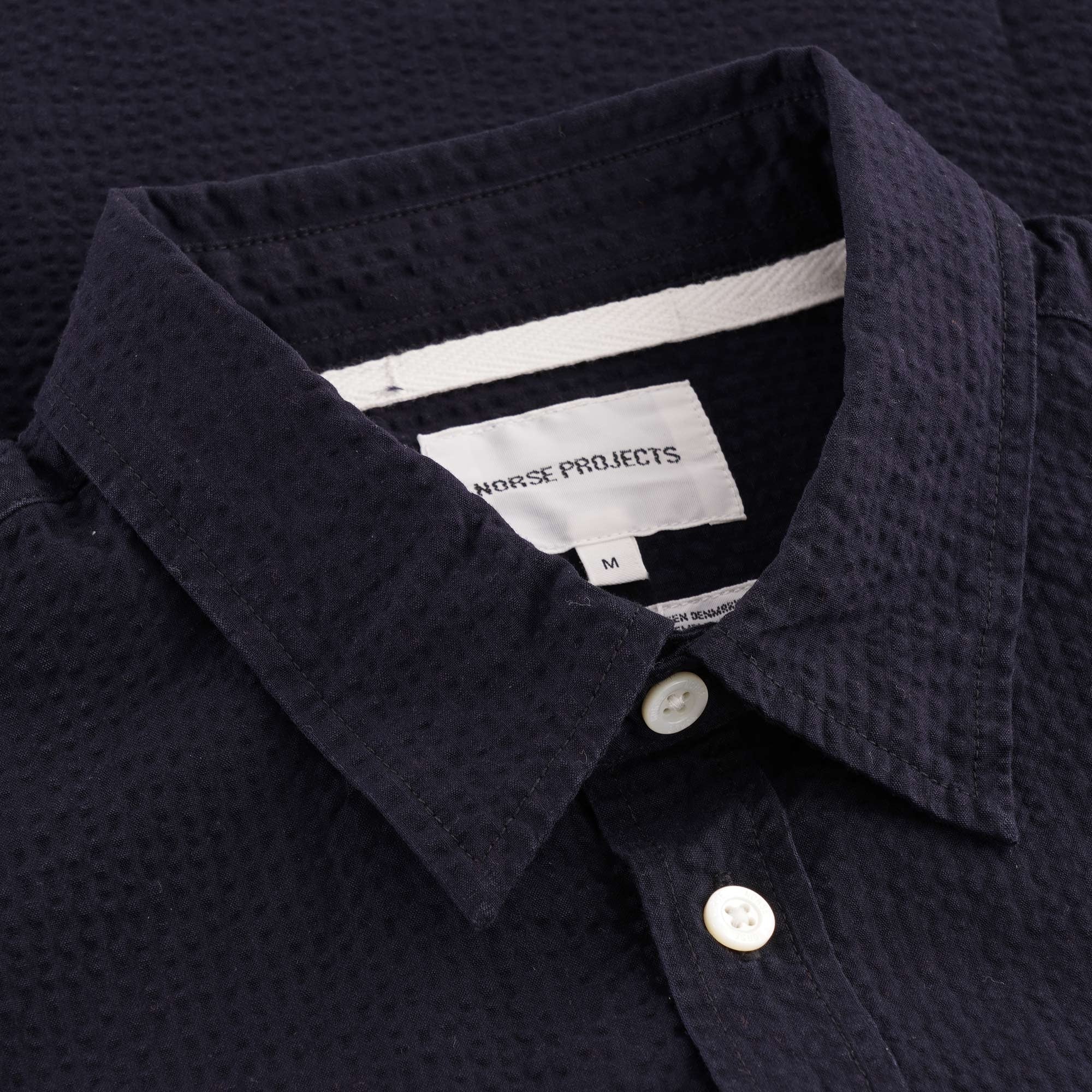 Norse Projects Osvald Seersucker Shirt - Dark Navy