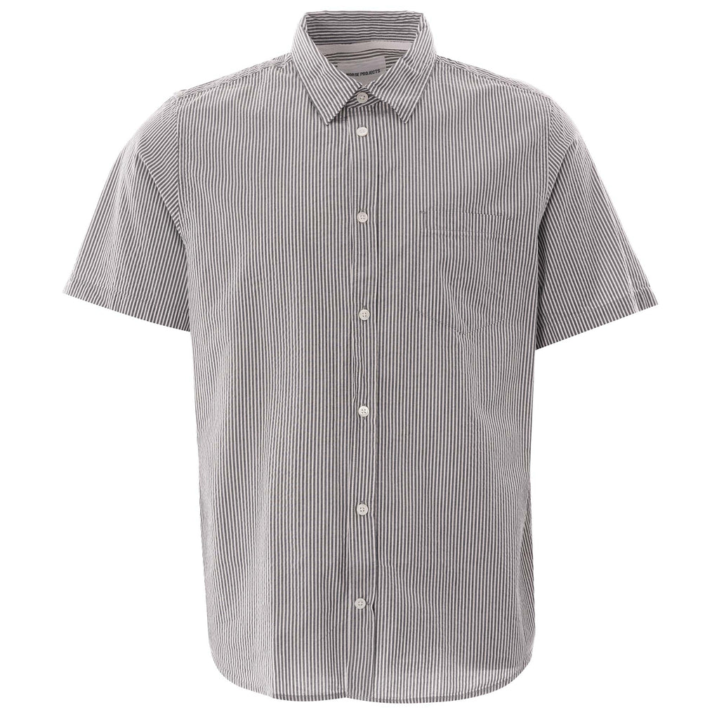 Norse Projects Osvald Seersucker Shirt - Navy Stripe