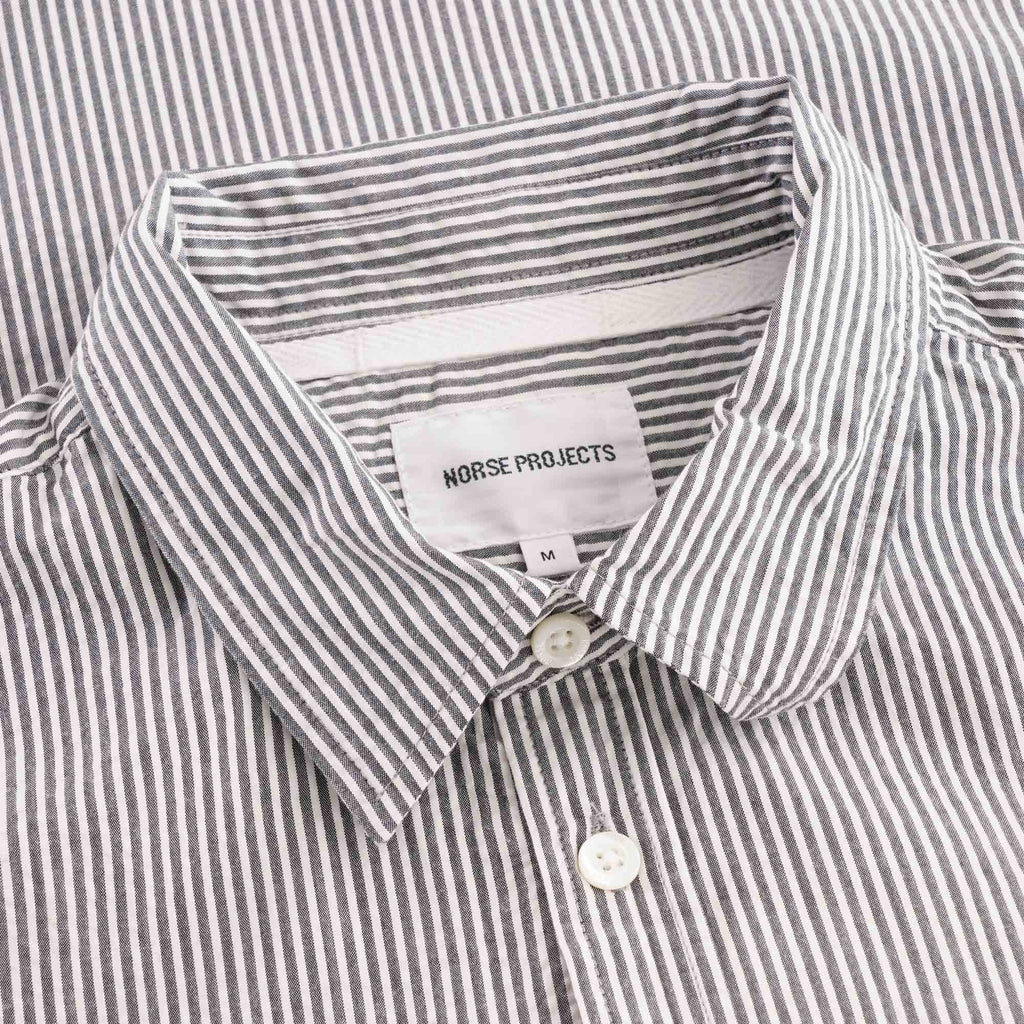 Norse Projects Osvald Seersucker Shirt - Navy Stripe
