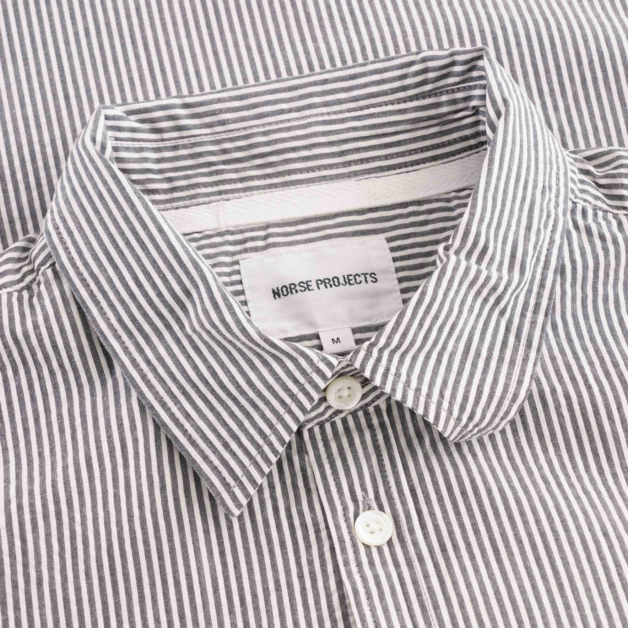 Norse Projects Osvald Seersucker Shirt - Navy Stripe