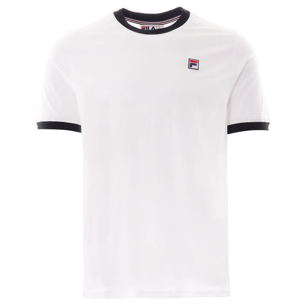 Fila Vintage Marconi Crew Neck T-Shirt - White & Black