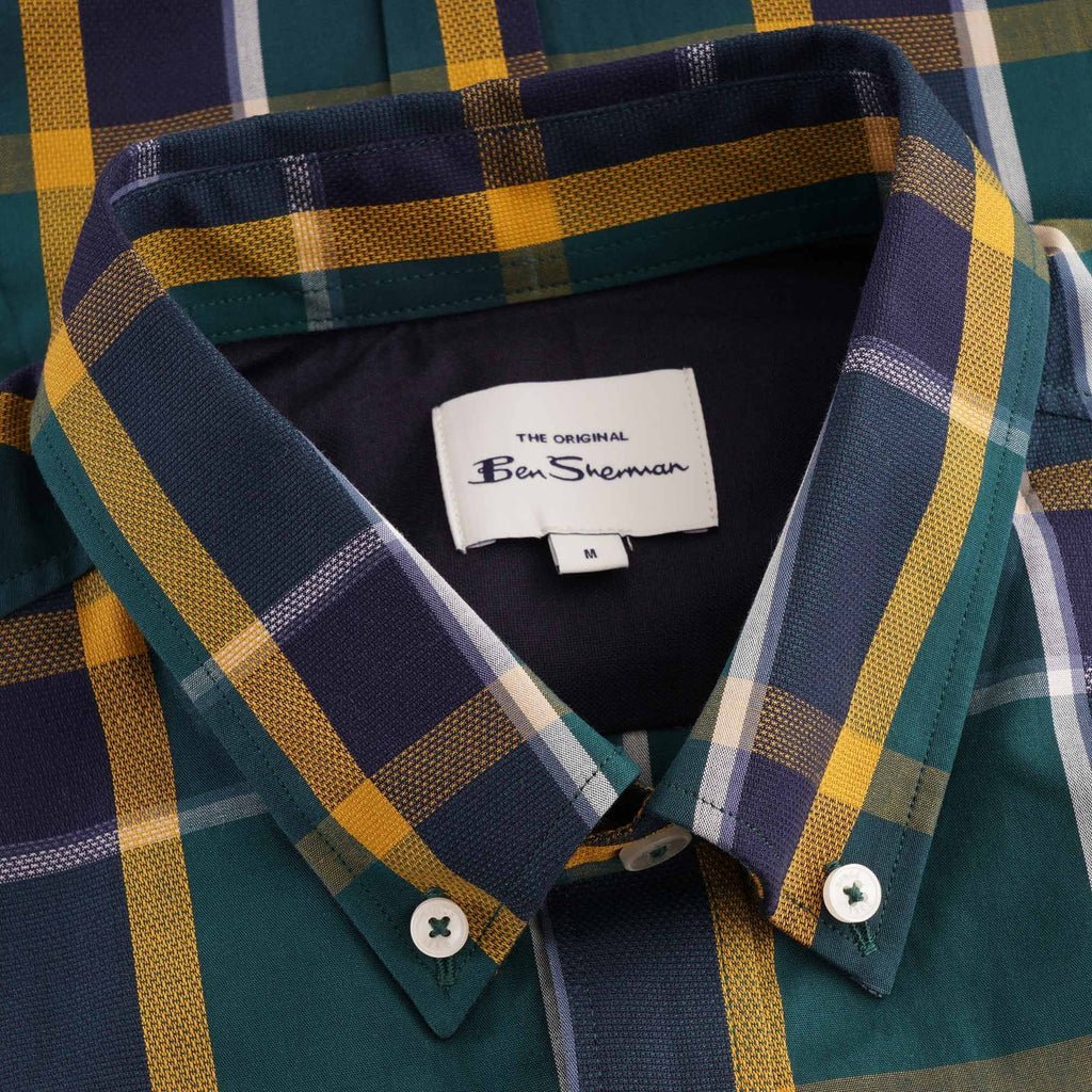 Ben Sherman Textured Check Shirt - Dark Green