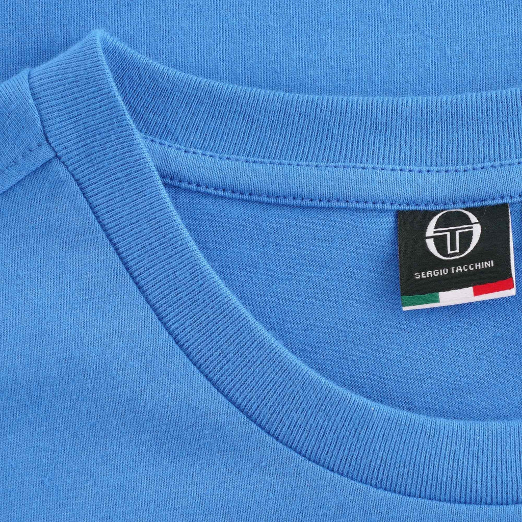 Close-up of the Sergio Tacchini Young Line T-Shirt's neck label and collar detail.