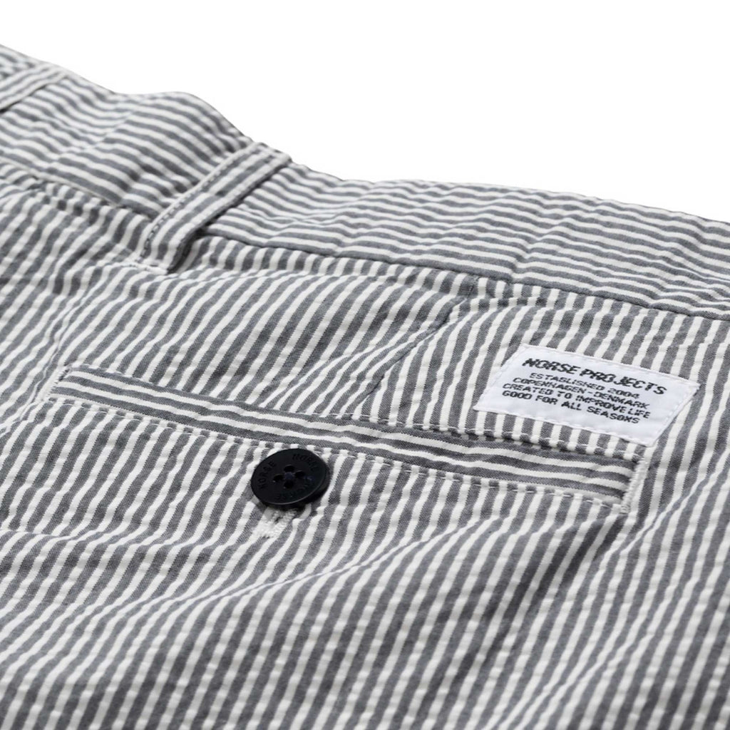Norse Projects Aros Seersucker Shorts - Navy Stripe