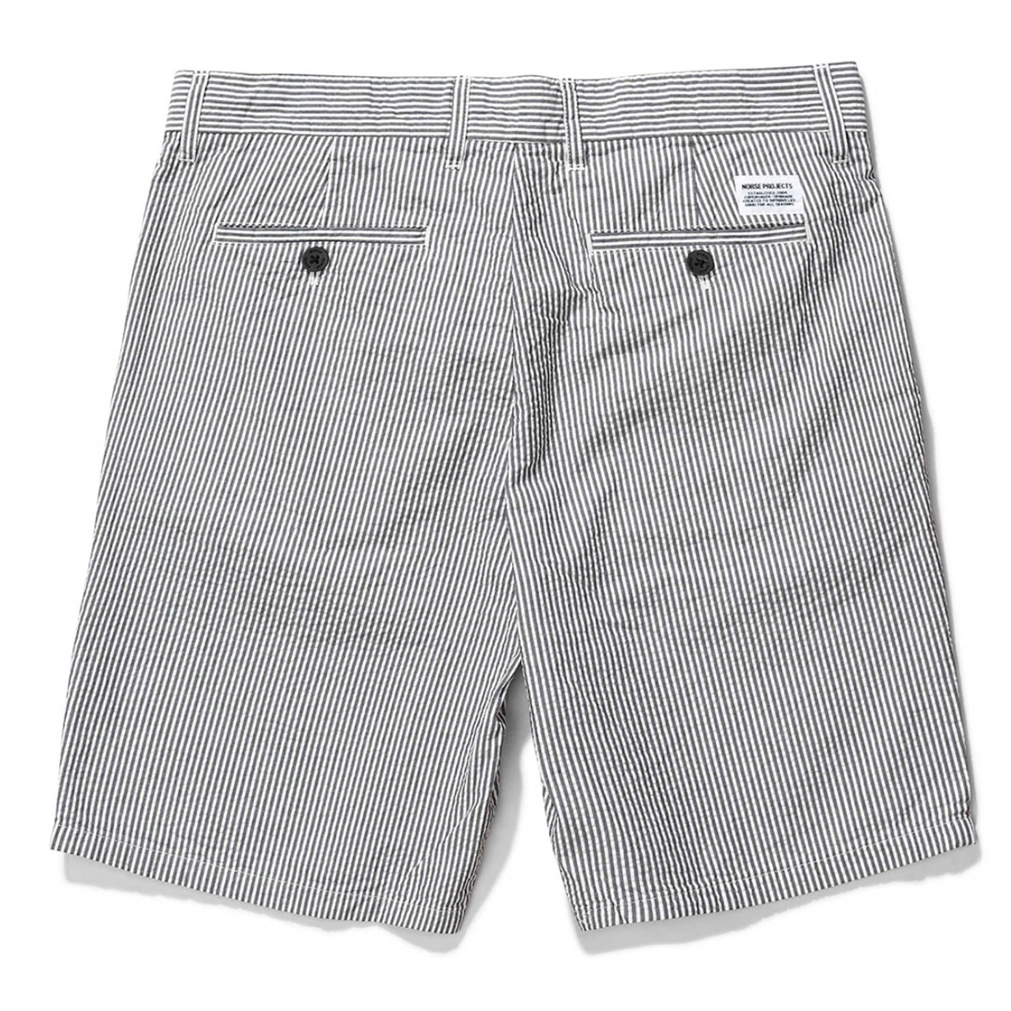 Norse Projects Aros Seersucker Shorts - Navy Stripe