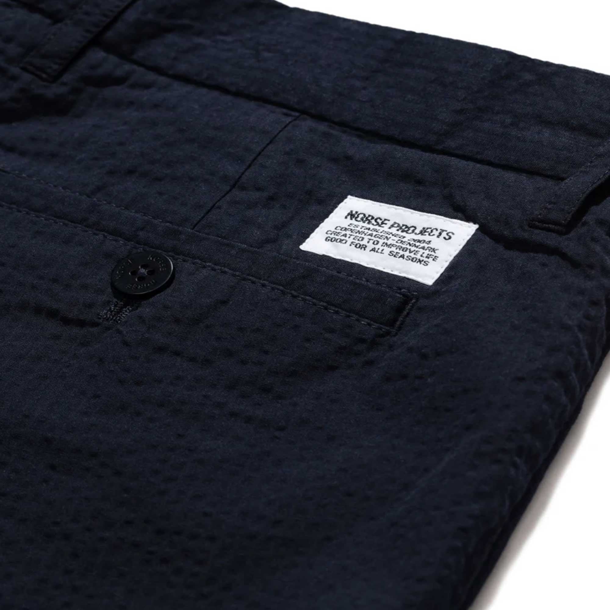 Norse Projects Aros Seersucker Shorts - Dark Navy