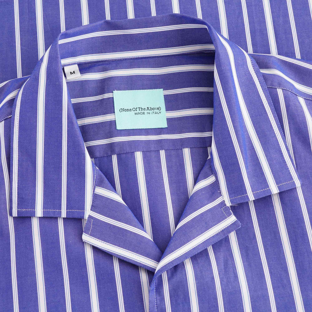 None Of The Above Made in Italy Stripe Short Sleeve Shirt - Navy/White