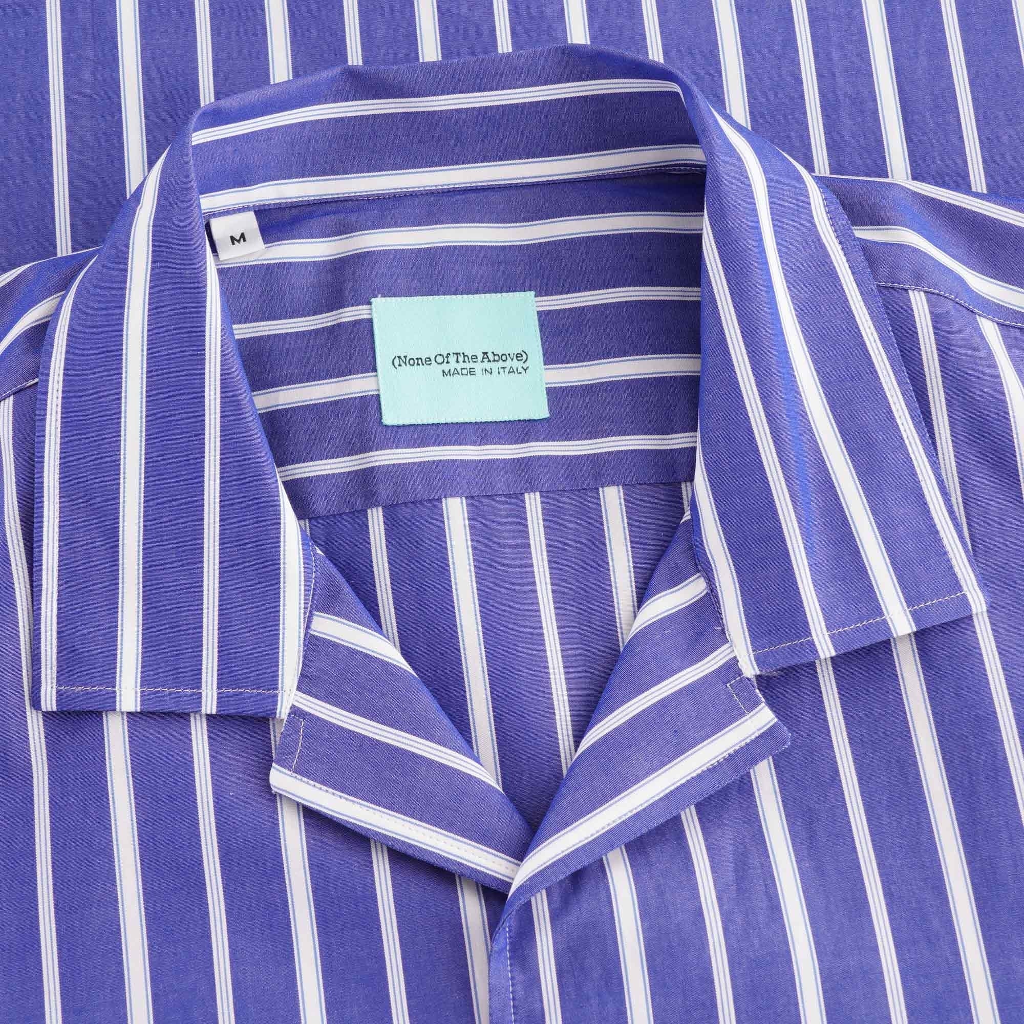 None Of The Above Made in Italy Stripe Short Sleeve Shirt - Navy/White