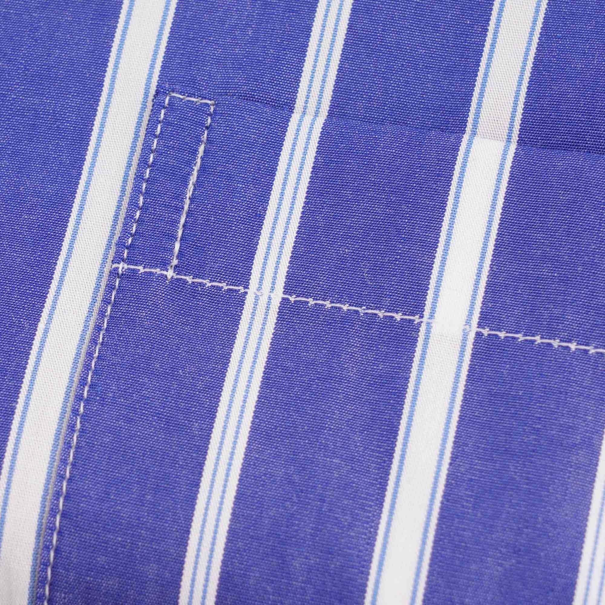 None Of The Above Made in Italy Stripe Short Sleeve Shirt - Navy/White