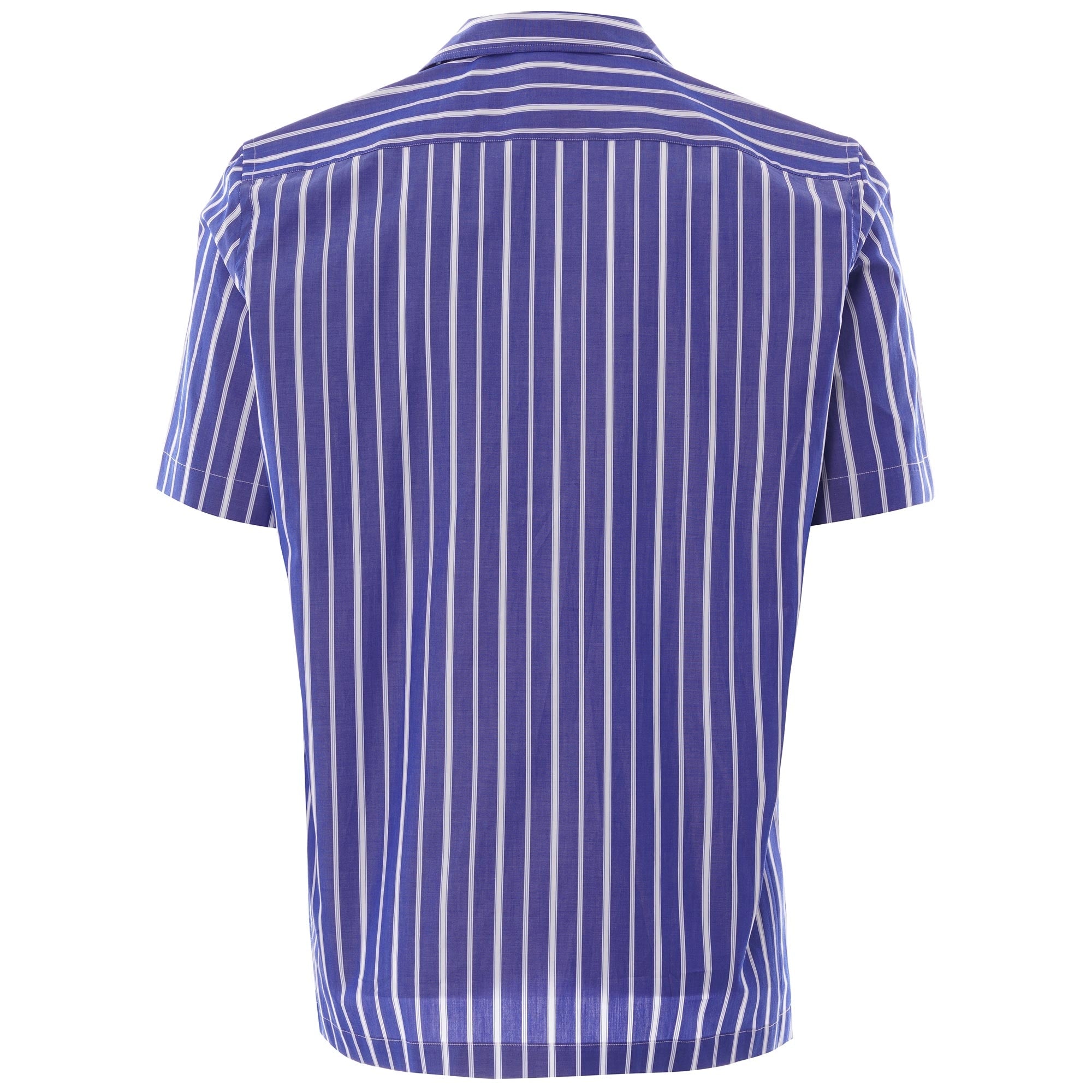 None Of The Above Made in Italy Stripe Short Sleeve Shirt - Navy/White