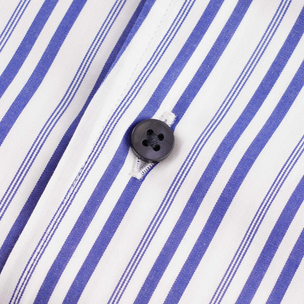 None Of The Above Made in Italy Stripe Short Sleeve Shirt - White/Navy