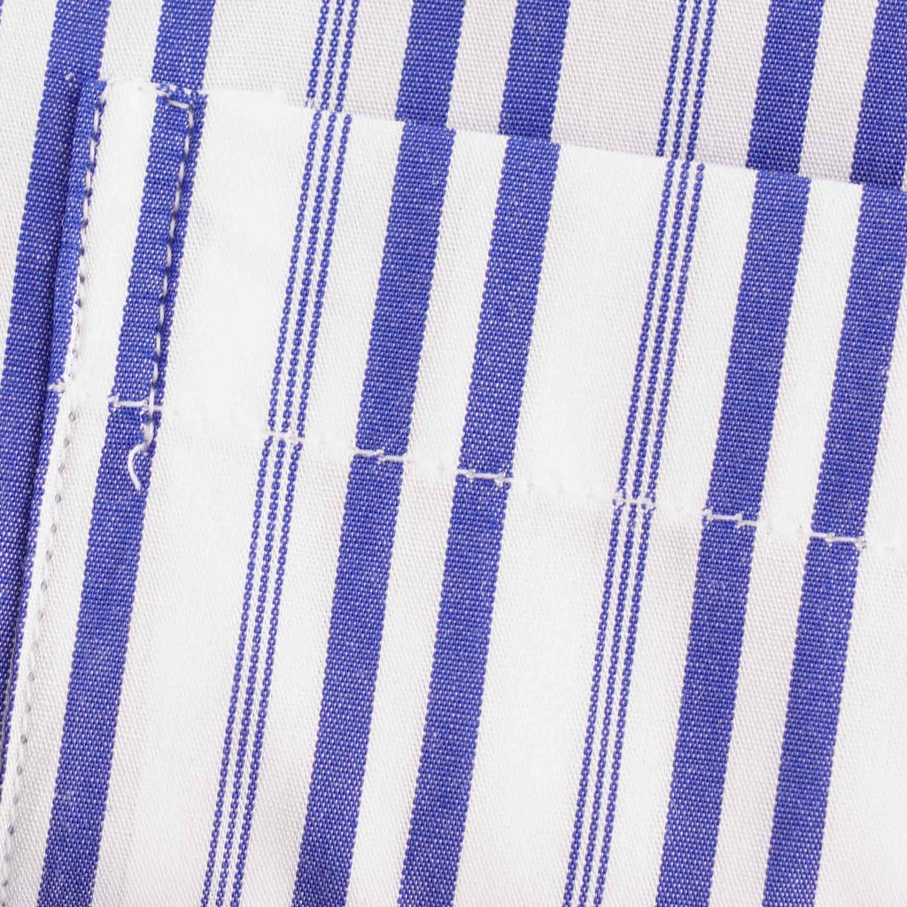 None Of The Above Made in Italy Stripe Short Sleeve Shirt - White/Navy