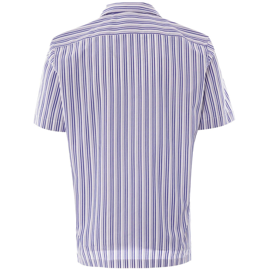 None Of The Above Made in Italy Stripe Short Sleeve Shirt - White/Navy