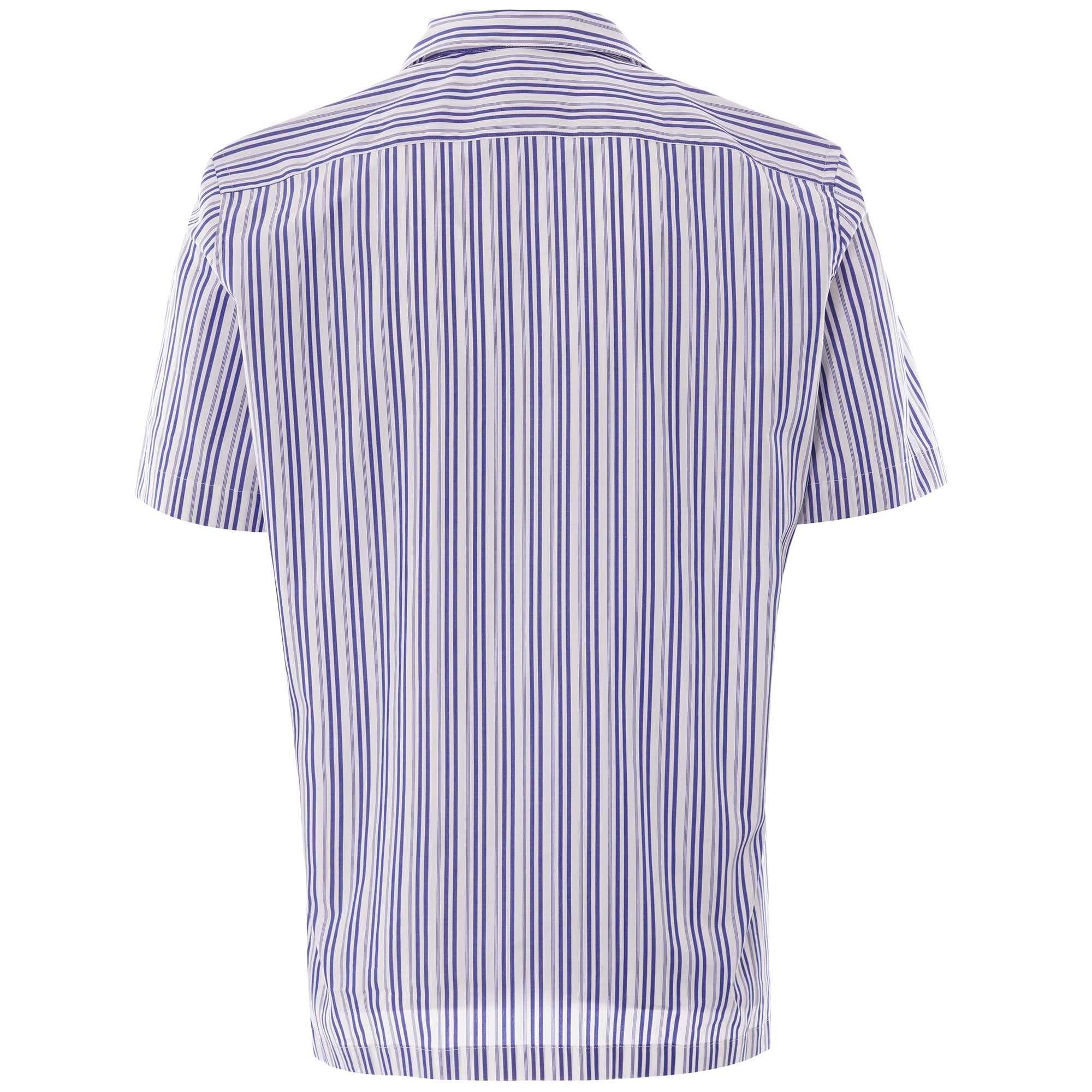 None Of The Above Made in Italy Stripe Short Sleeve Shirt - White/Navy