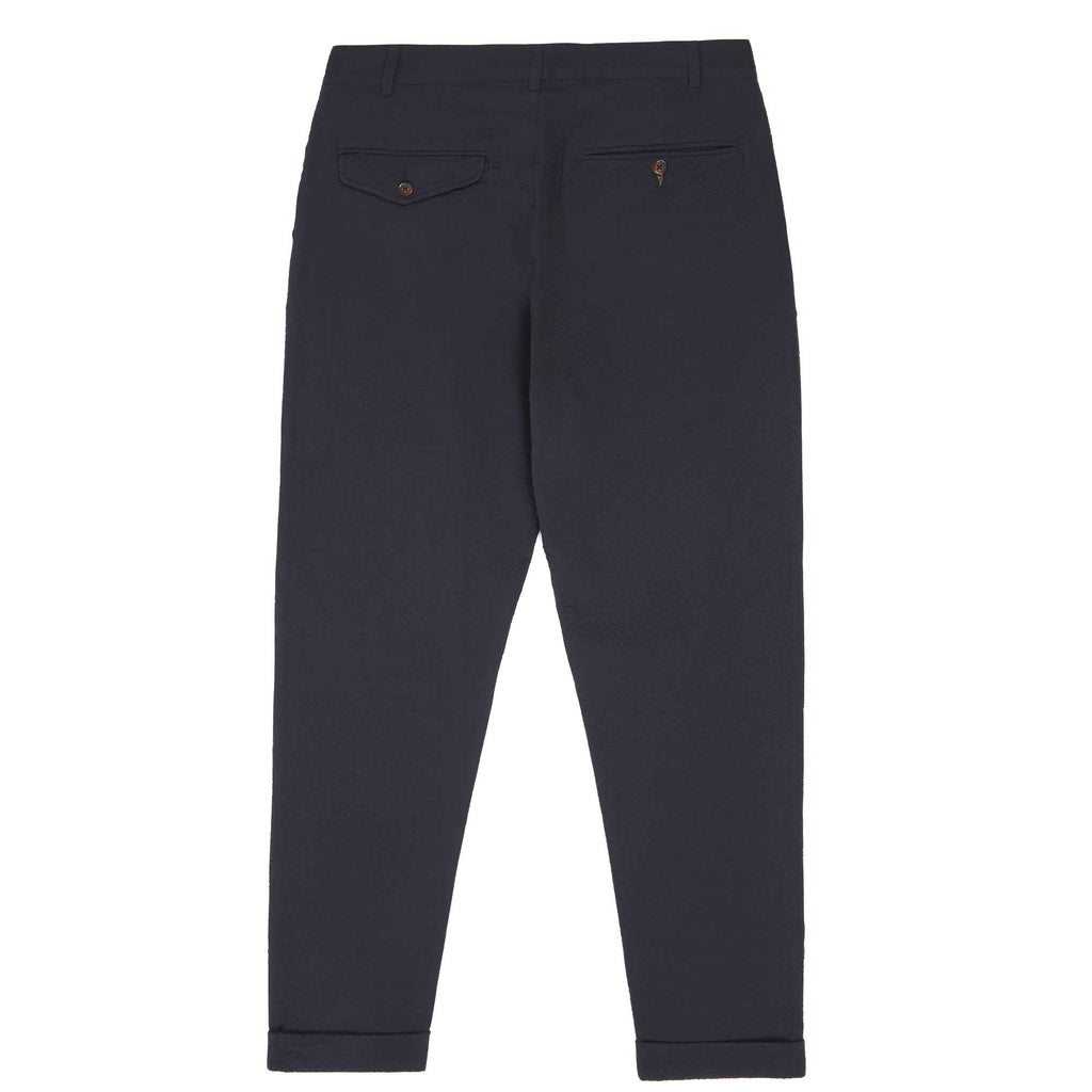 Universal Works Seersucker Pleated Cotton Pants - Navy
