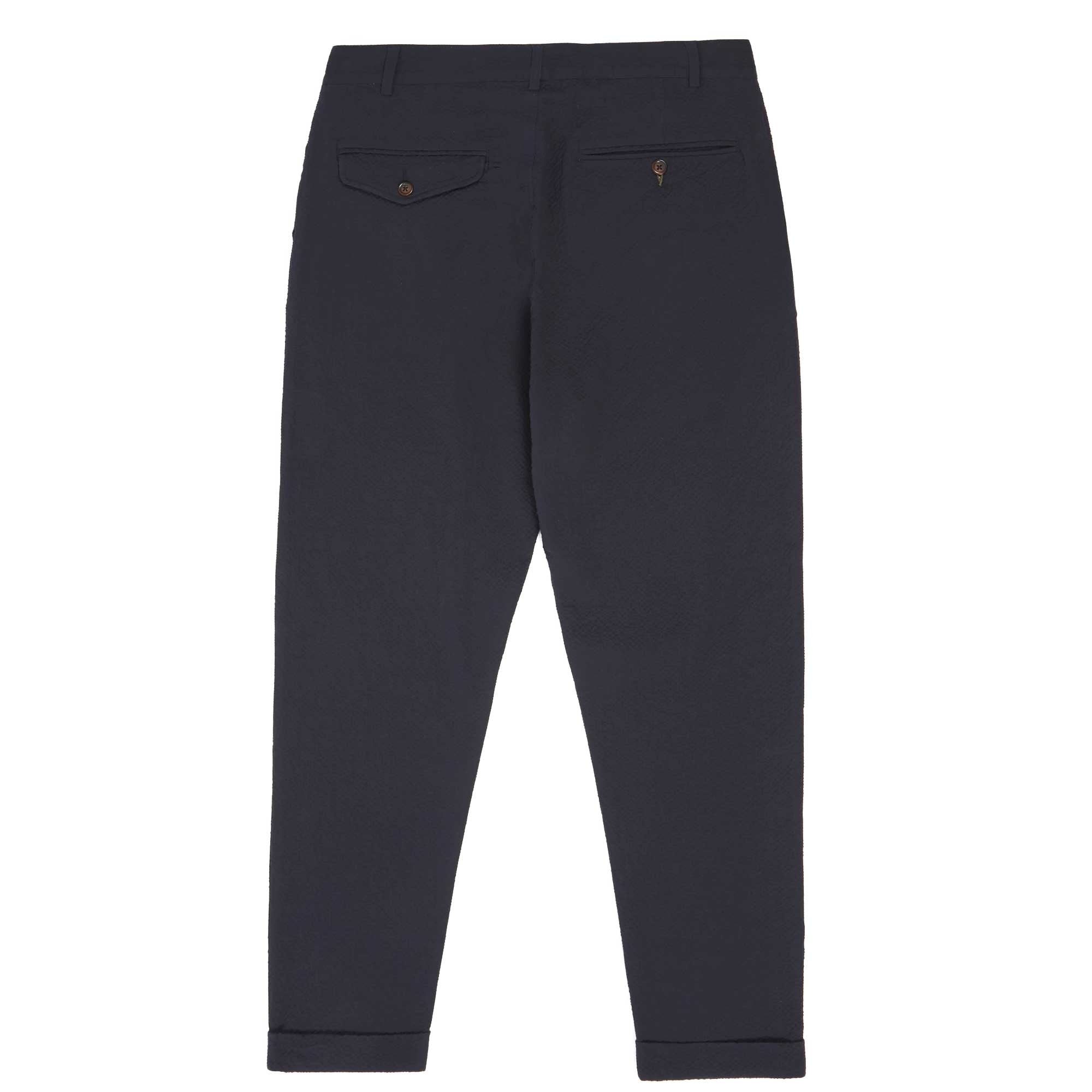 Universal Works Seersucker Pleated Cotton Pants - Navy