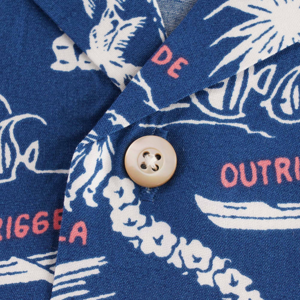 Reyn Spooner Okole Maluna Rayon Camp Shirt - Dark Blue