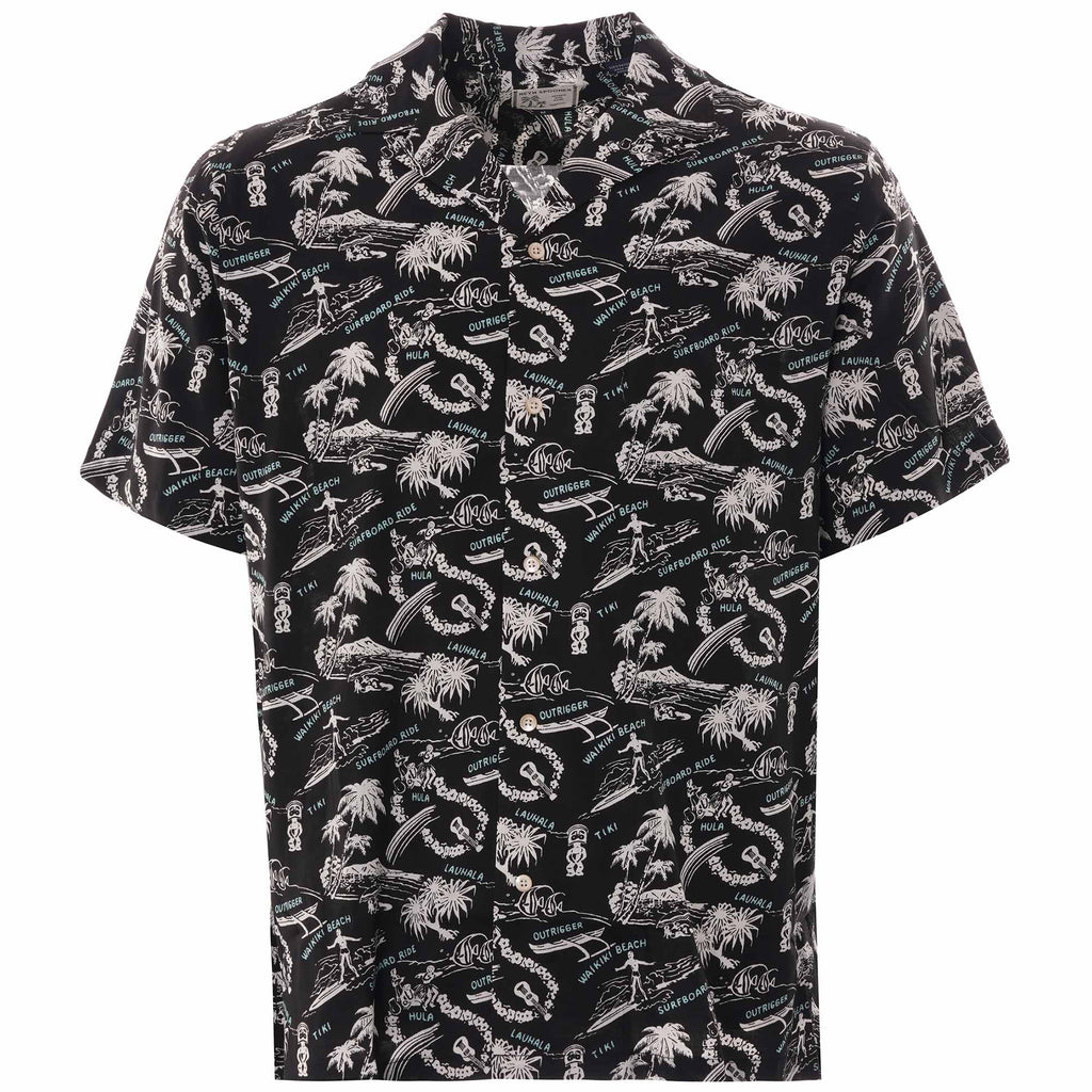 Reyn Spooner Okole Maluna Rayon Camp Shirt - Black