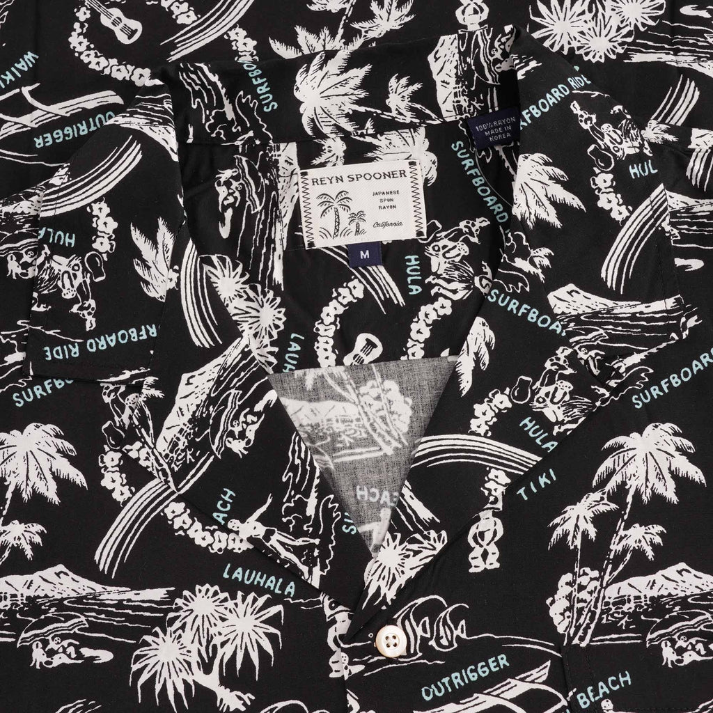 Reyn Spooner Okole Maluna Rayon Camp Shirt - Black