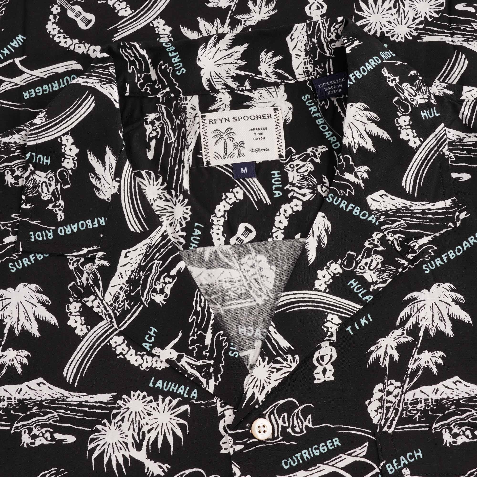 Reyn Spooner Okole Maluna Rayon Camp Shirt - Black