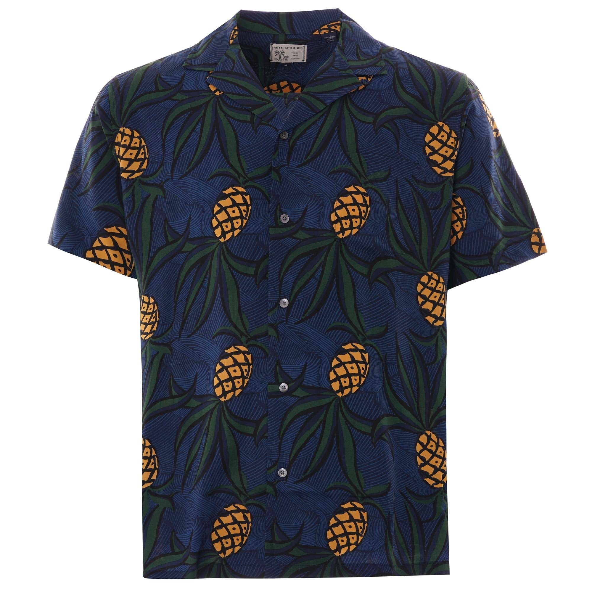 Reyn Spooner Whacky Pineapple Rayon Camp Shirt - Blue