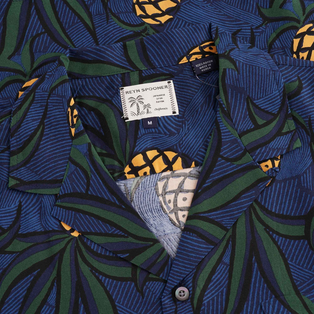 Reyn Spooner Whacky Pineapple Rayon Camp Shirt - Blue