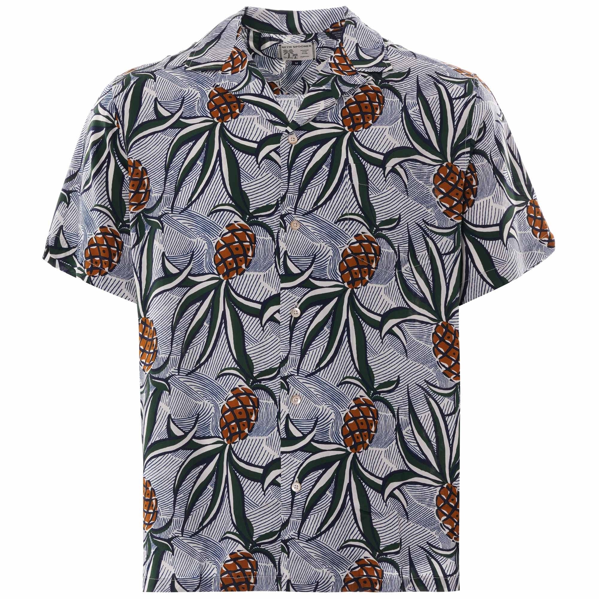 Reyn Spooner Whacky Pineapple Rayon Camp Shirt - Marshmallow