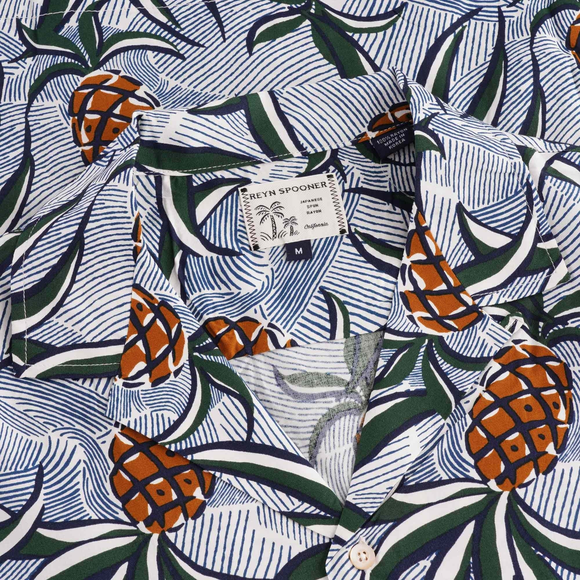 Reyn Spooner Whacky Pineapple Rayon Camp Shirt - Marshmallow