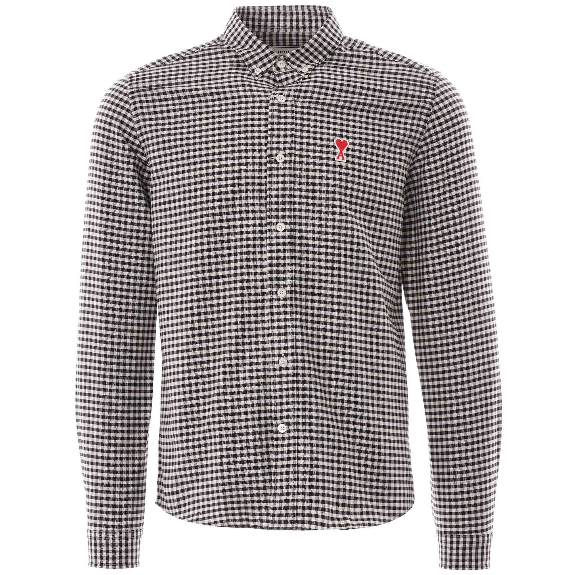 AMI Gingham De Coeur Shirt - Black Check