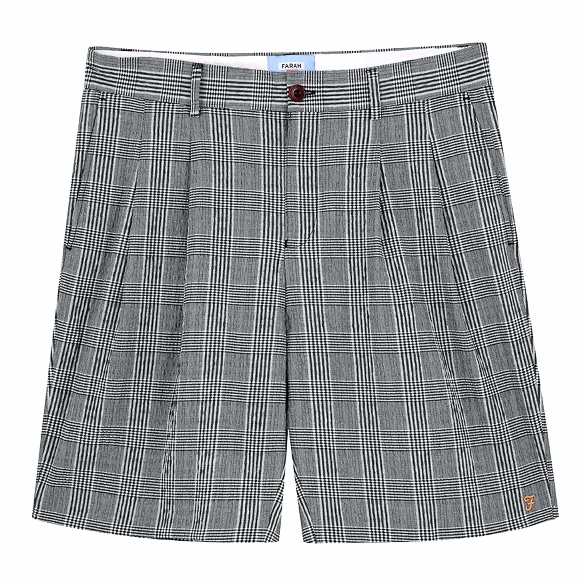 Farah Archive Casey Seersucker Check Shorts - Deep Black
