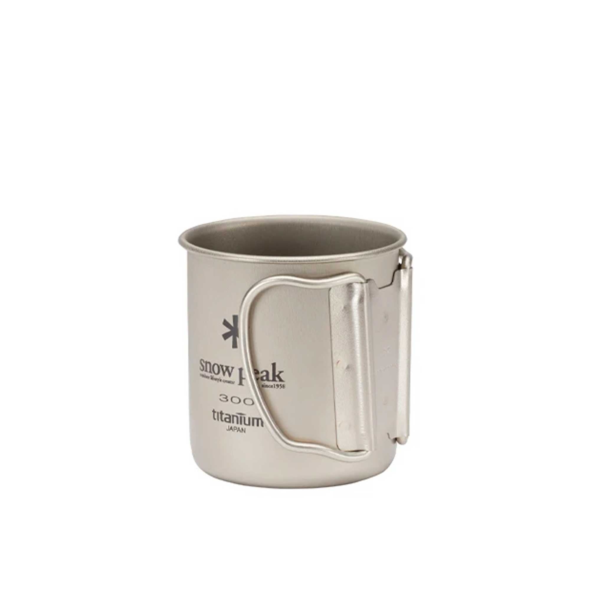 Side profile of a Snow Peak Titanium Single Wall 300 Mug on a white background.