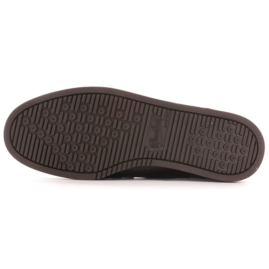 Sole of a brown leather Paraboot Coraux loafer, displaying textured grip.