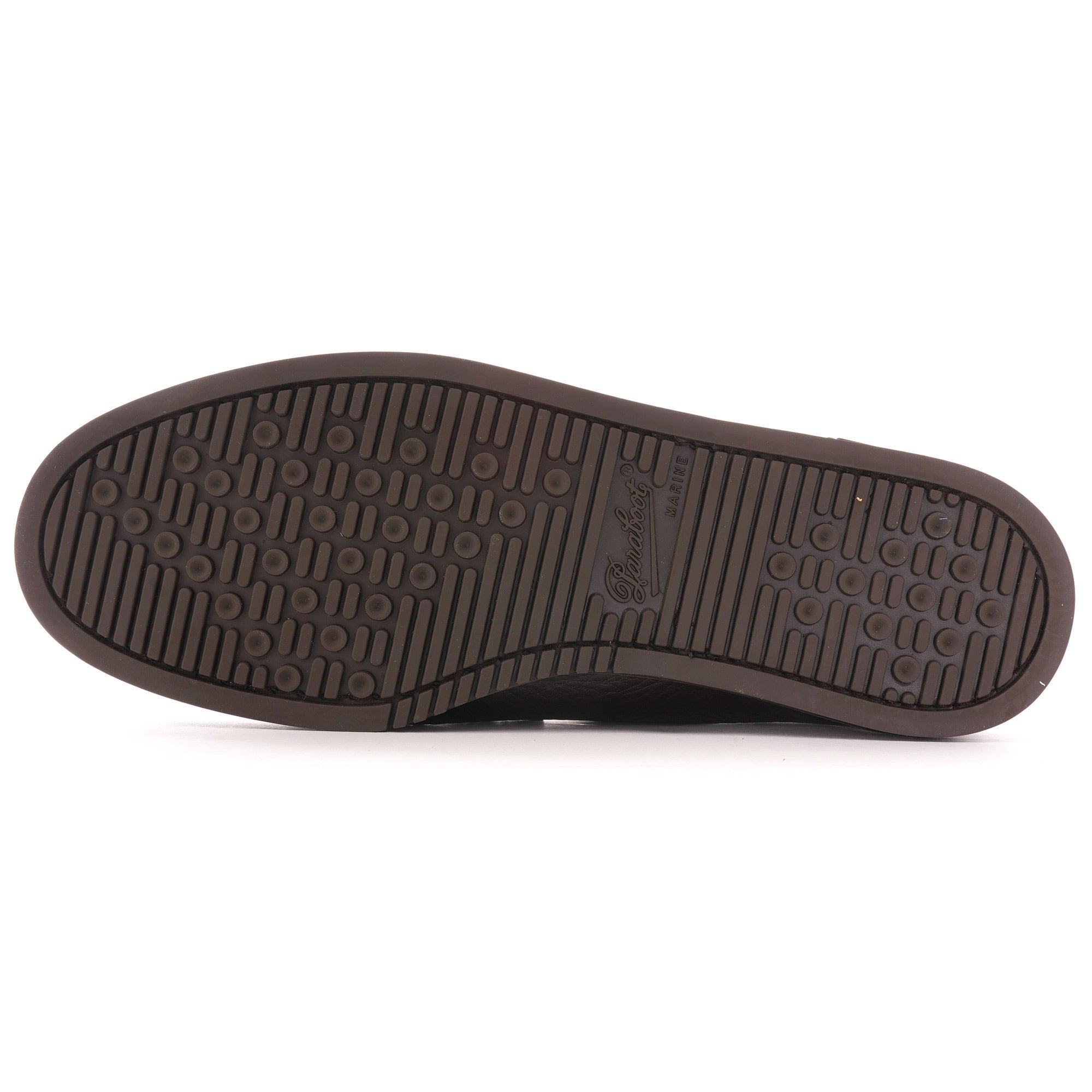 Sole of a brown leather Paraboot Coraux loafer, displaying textured grip.