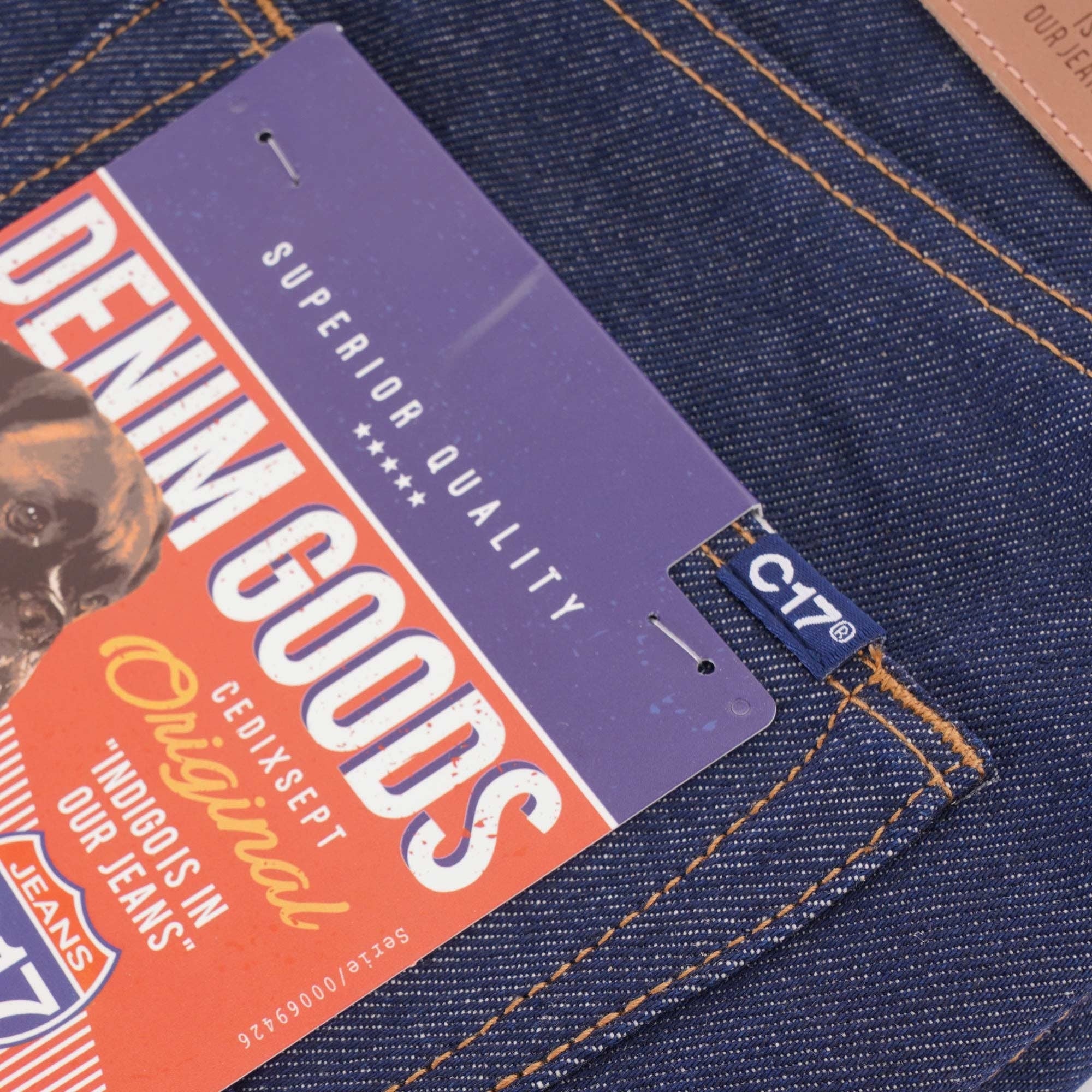 C17 Jeans Cone Mills Denim Regular Tapered Americano Unwashed Raw